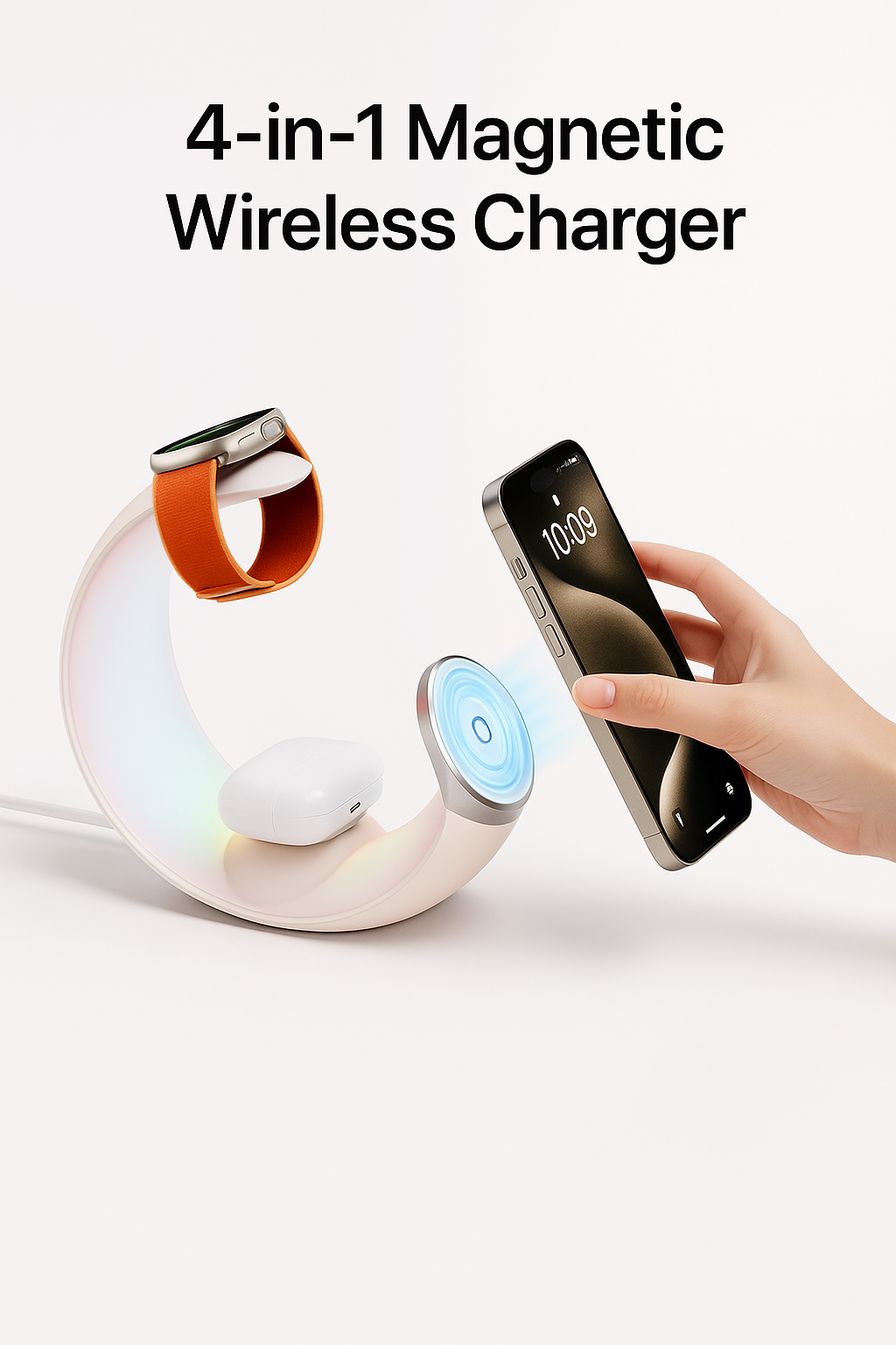 LunoCharge™ – 4-in-1 Crescent Magnetic Wireless Charger